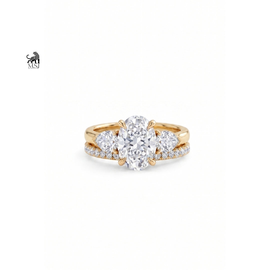 Aurelia Oval Diamond Trio Ring Set