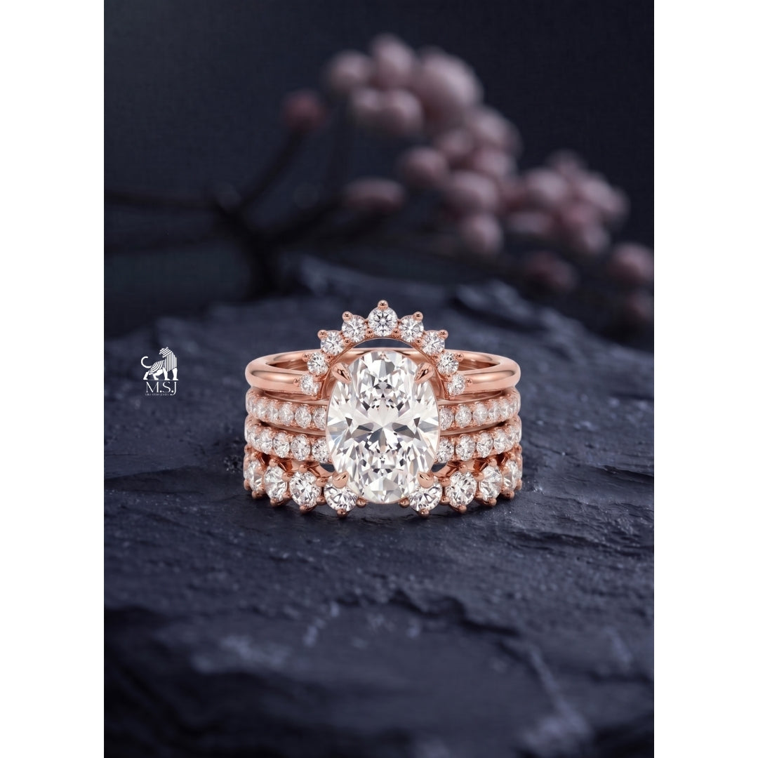 Aurelia Oval Diamond Luxe Ring Stack