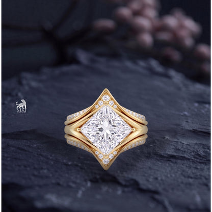 Celestia Princess-Cut Diamond Statement Ring Set