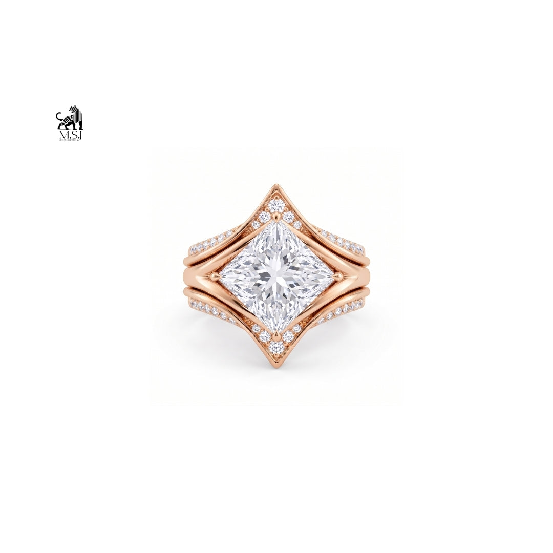 Celestia Princess-Cut Diamond Statement Ring Set