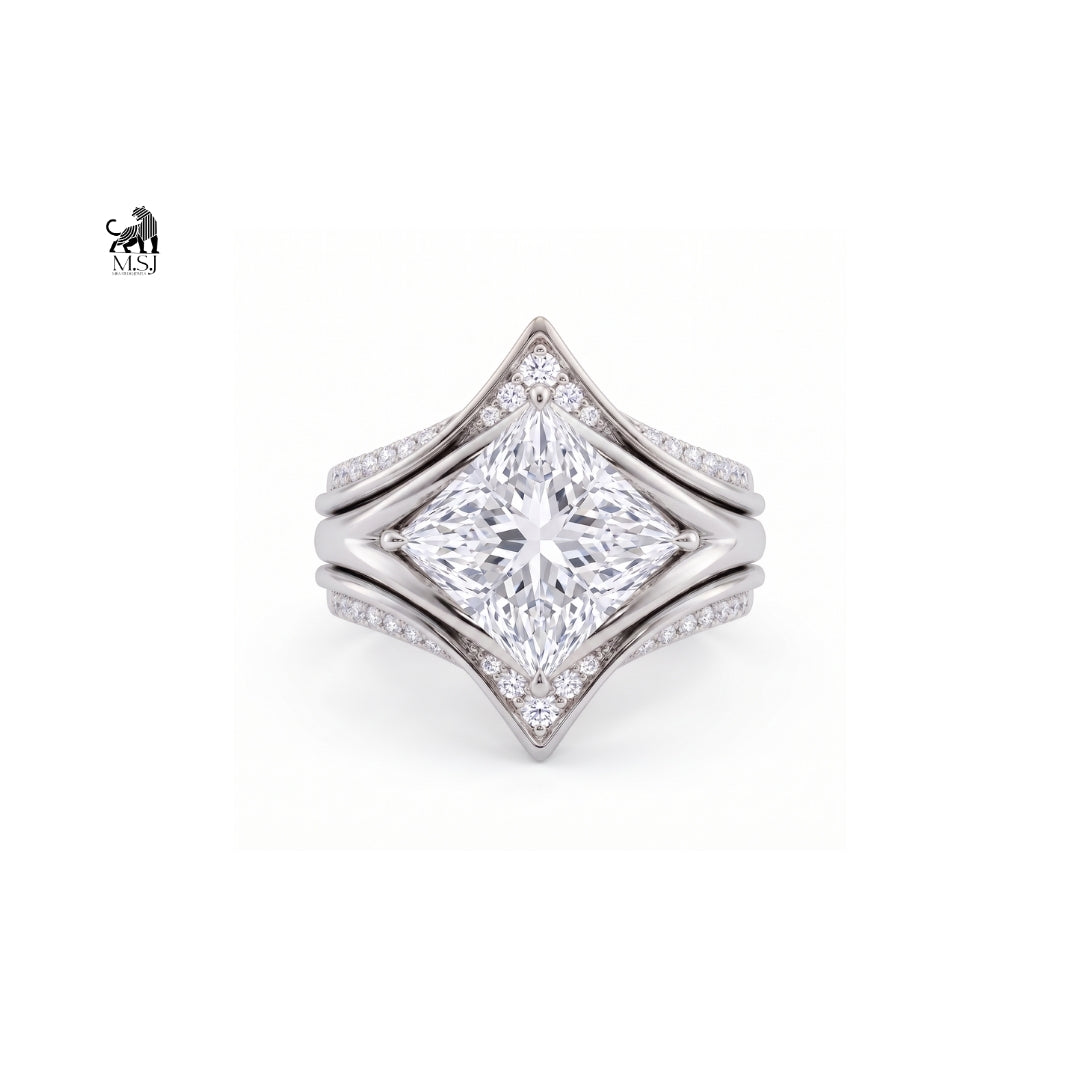 Celestia Princess-Cut Diamond Statement Ring Set