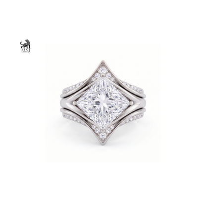 Celestia Princess-Cut Diamond Statement Ring Set