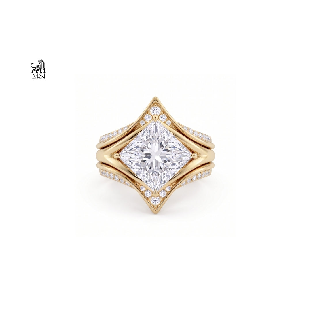 Celestia Princess-Cut Diamond Statement Ring Set
