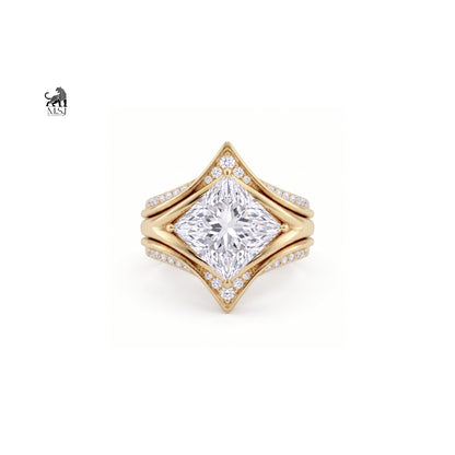 Celestia Princess-Cut Diamond Statement Ring Set