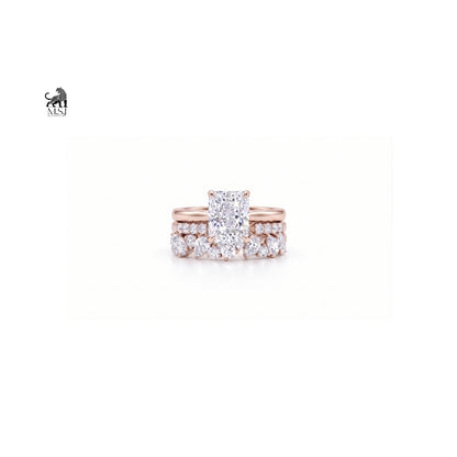 Aurelia Radiance Emerald-Cut Diamond Bridal Ring Set