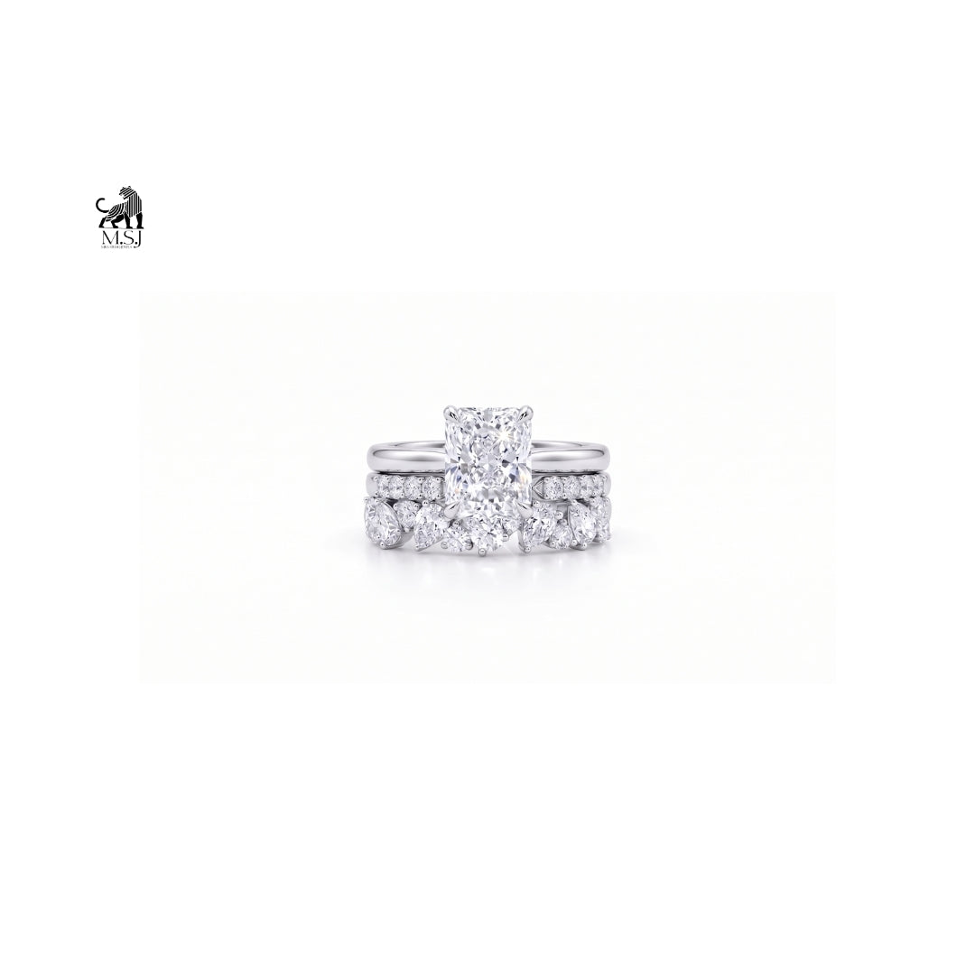 Aurelia Radiance Emerald-Cut Diamond Bridal Ring Set