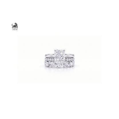 Aurelia Radiance Emerald-Cut Diamond Bridal Ring Set