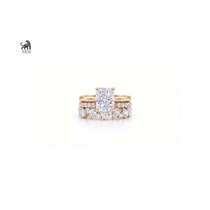 Aurelia Radiance Emerald-Cut Diamond Bridal Ring Set