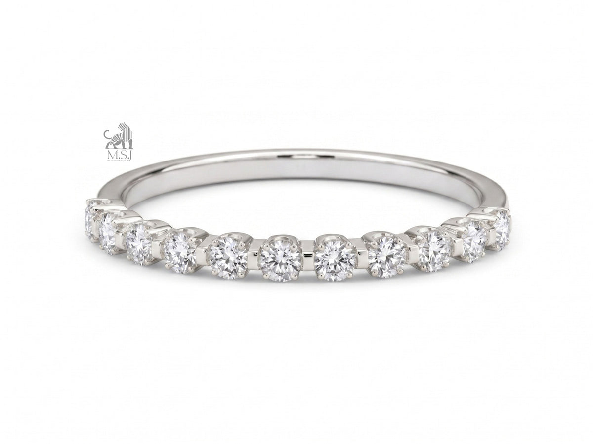 The Celeste Round Diamond Half Eternity Band in white gold