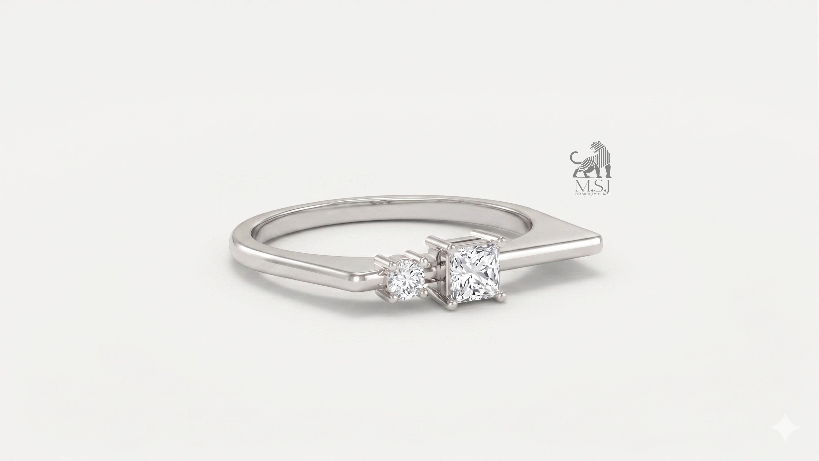 The Duo Radiance Princess Diamond Ring in white gold