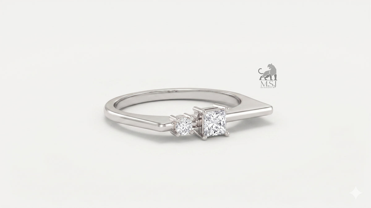The Duo Radiance Princess Diamond Ring in white gold