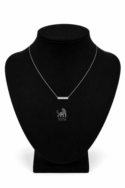 The Élan Baguette Bar Diamond Necklace in white gold