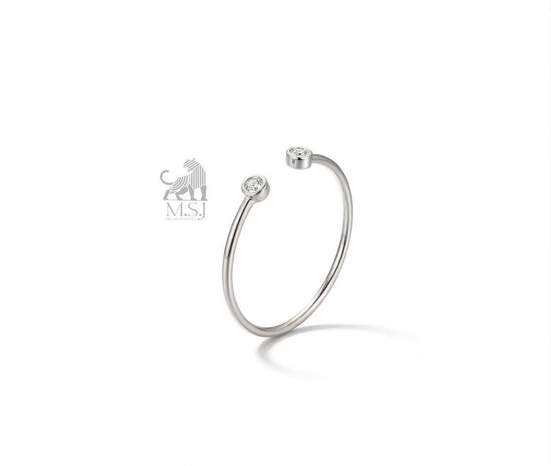 The Solstice Twin Diamond Open Ring in white gold