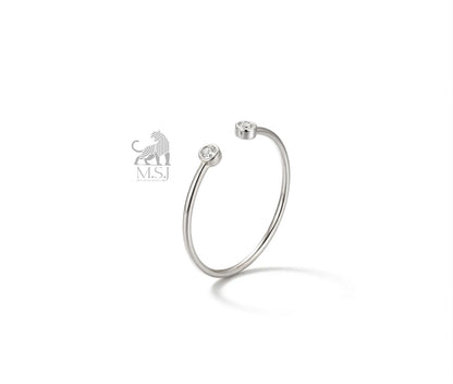 The Solstice Twin Diamond Open Ring in white gold