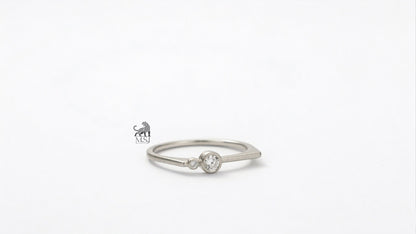 The Solenne Twin Diamond Bezel Ring in white gold