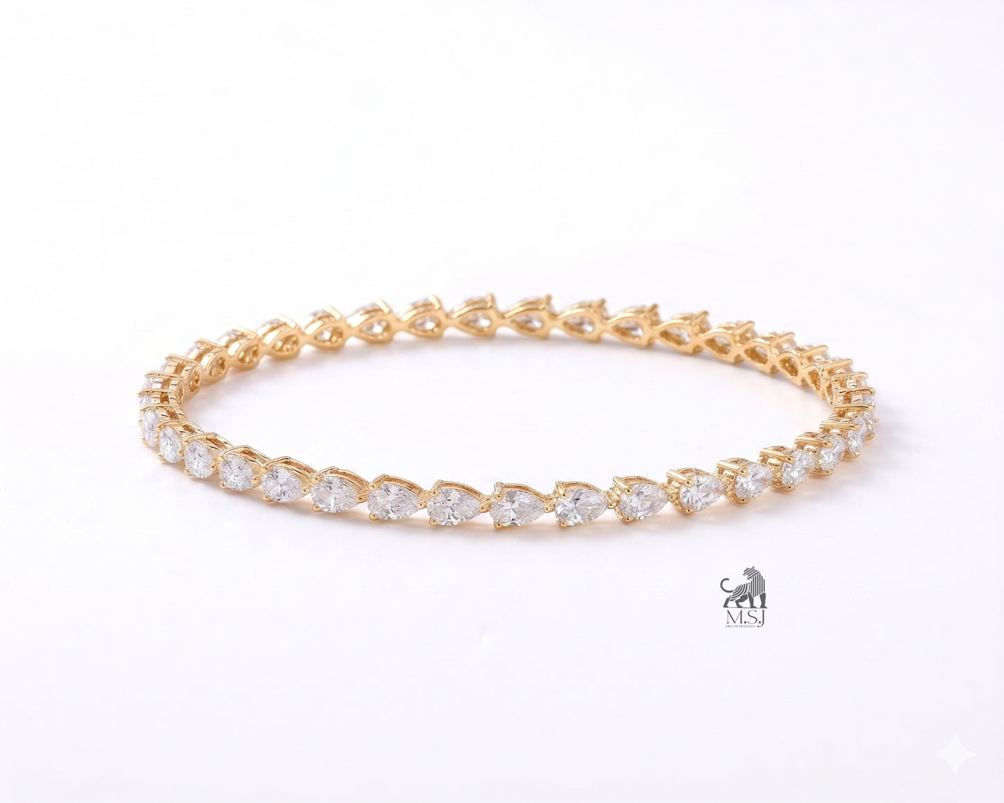 Pear-Cut Diamond Tennis Bangle