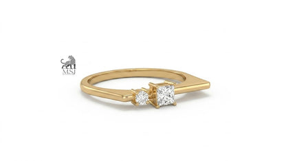 The Duo Radiance Princess Diamond Ring in yellow gold