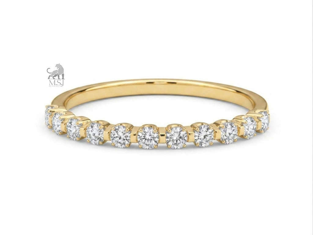 The Celeste Round Diamond Half Eternity Band in yellow gold