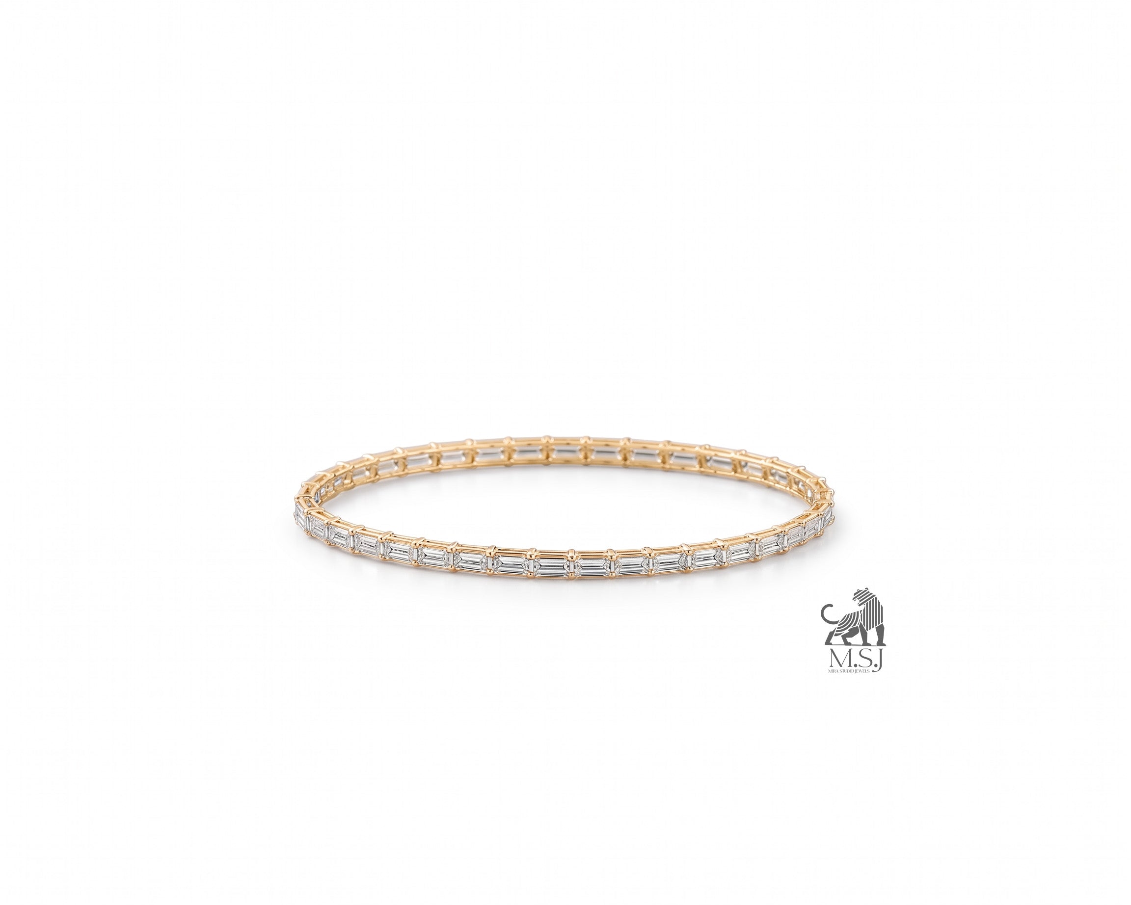 Emerald-Cut Diamond Tennis Bangle