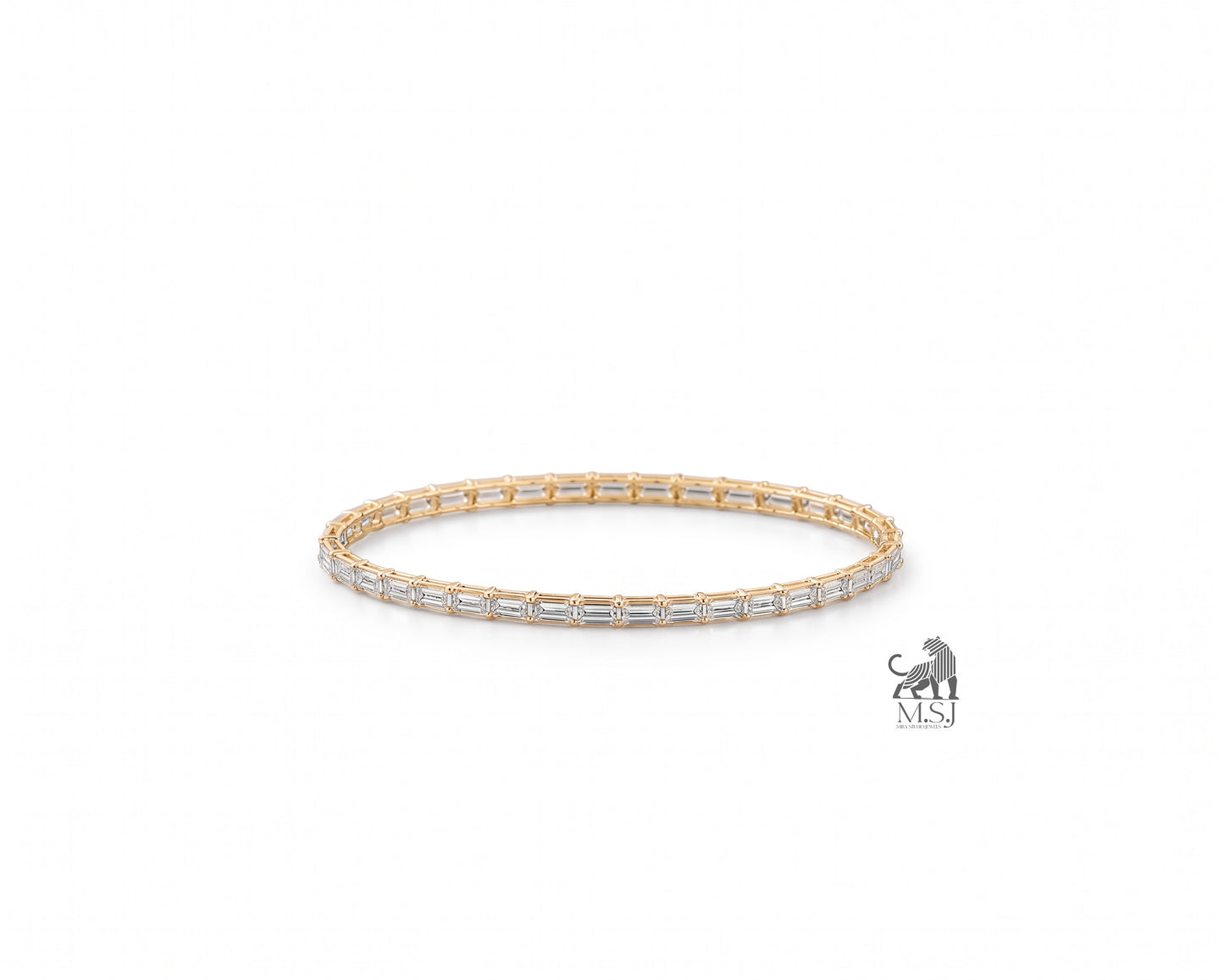 Emerald-Cut Diamond Tennis Bangle