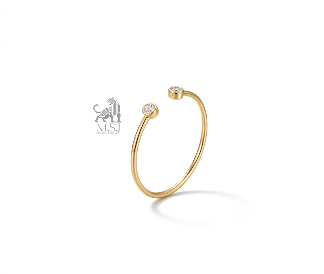 The Solstice Twin Diamond Open Ring in yellow gold