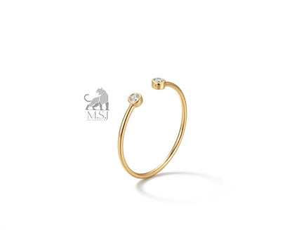 The Solstice Twin Diamond Open Ring in yellow gold